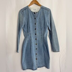 90s Paris Blues Denim Mini Dress Long Sleeve Small Size 5